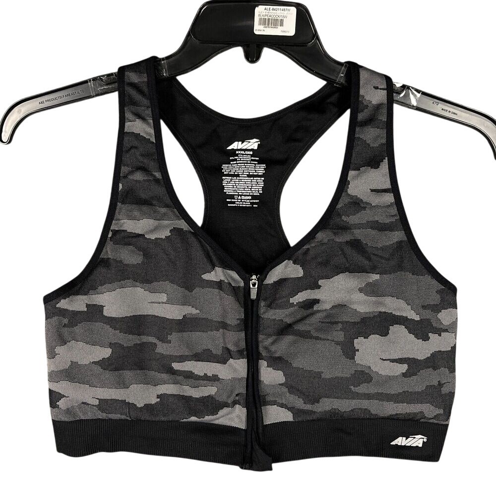 Avia Sports Crop Top XXXL Womens‎ Lightly Padded Tank Camo Activewear Athletic